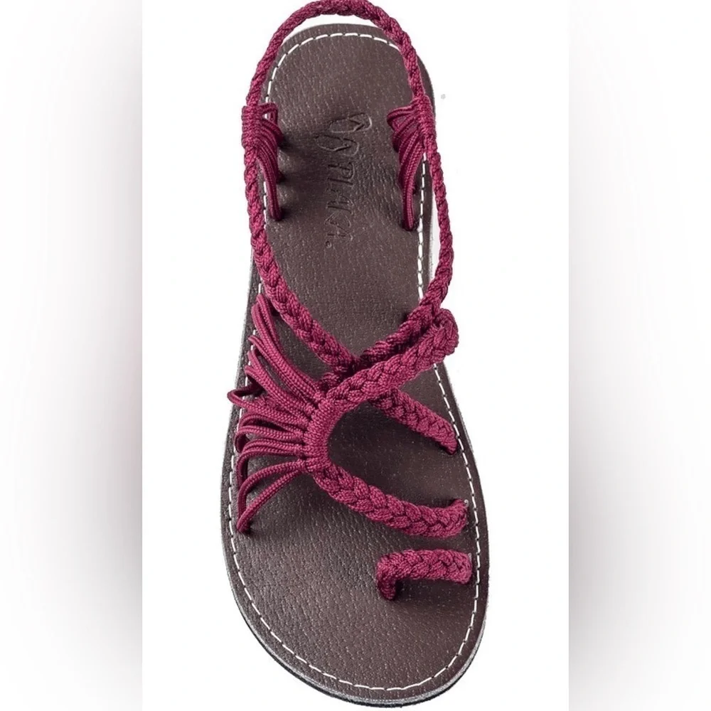NEW Plaka Flat Sandals for Women Palm Leaf Turquoise Gray 9